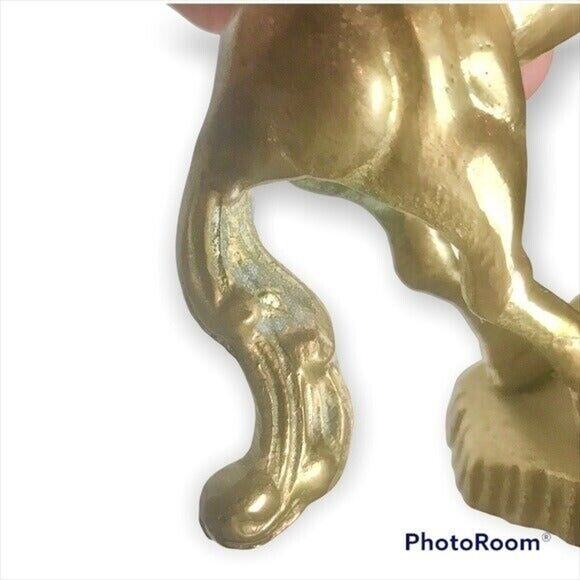 100% Solid Brass Vintage Unicorn 4.5 Inch Figure Statue Paperweight With Tarnish - Picture 8 of 11